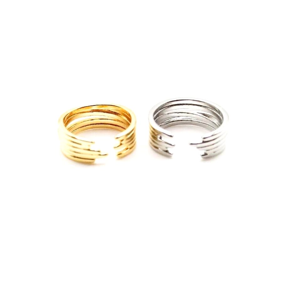 Anillo dorado líneas paralelas - foto 4