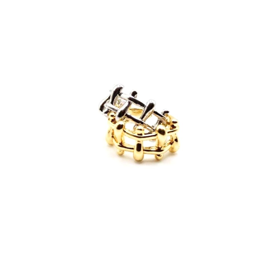 Anillo plateado estructurado doble barra - foto 4