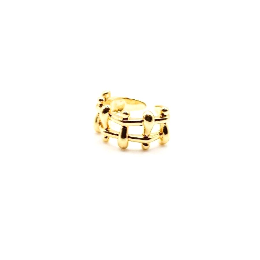 Anillo dorado estructurado doble barra - foto 1
