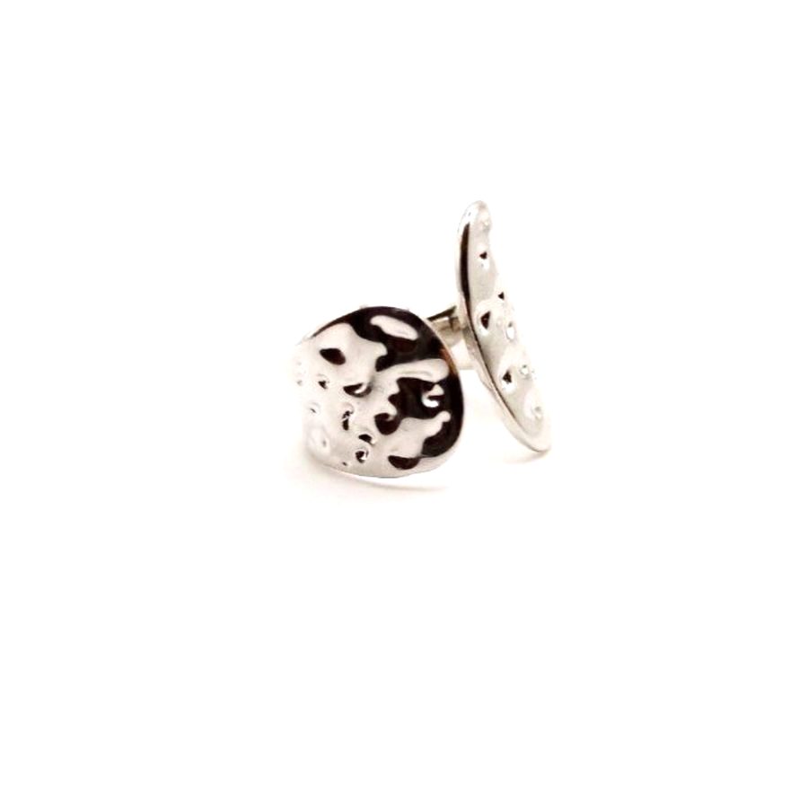 Anillo plateado textura lunar abierta - foto 1