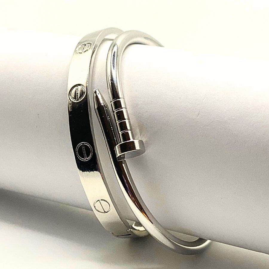 Brazalete tipo clavo plateado - foto 10