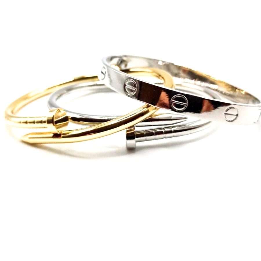 Brazalete tipo clavo plateado - foto 3
