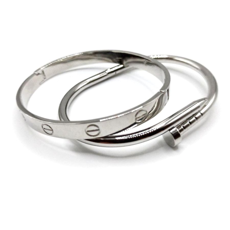 Brazalete tipo clavo plateado - foto 4