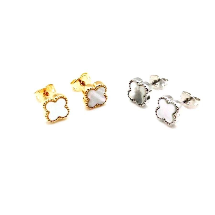 Pendientes trébol nácar con borde de perlas mini - foto 2