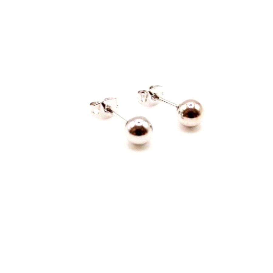 Pendientes de bolita metálica plateada - foto 1