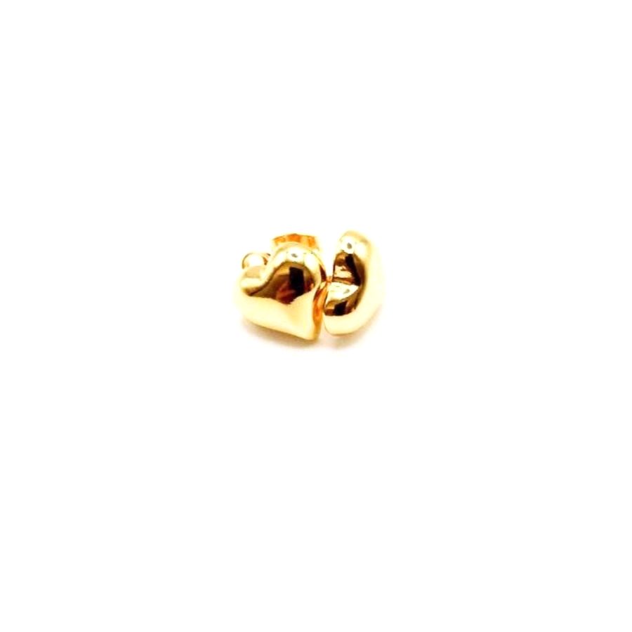 Pendientes corazón dorado con borde de bolitas - foto 2