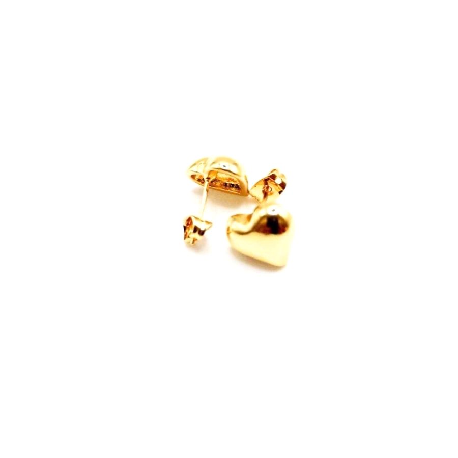 Pendientes corazón dorado con borde de bolitas - foto 3